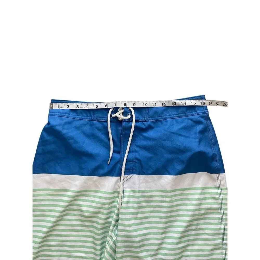 Southern Tide Men’s Swim Trunks – Size M – Blue green‎ striped